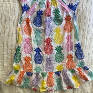 Girls 11-12y Boden summer  dress with bold, multi-colored pineapple